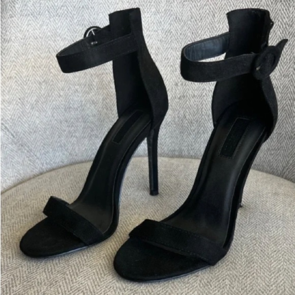 FOREVER 21 | Women Black Solid Faux Suede Stiletto Heels Heels